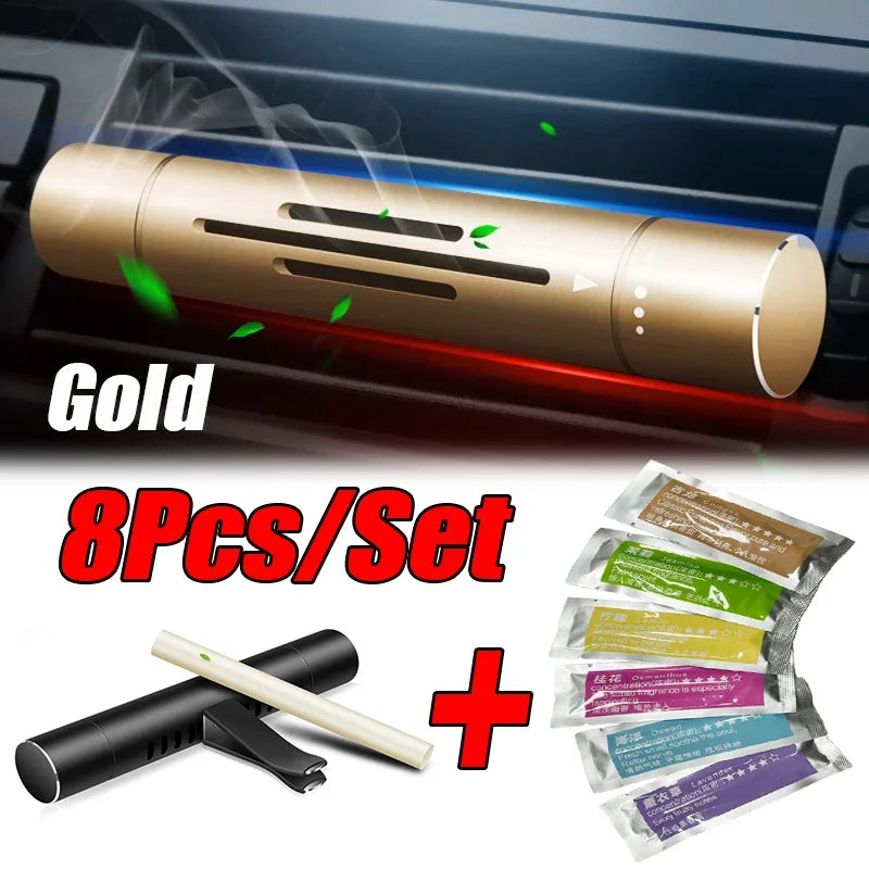 Aviation aluminum car air vent freshener with clip mechanism