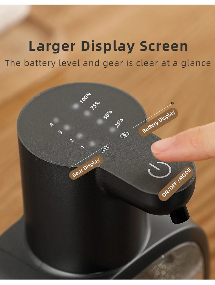 Automatic soap dispenser product features and specifications diagram
