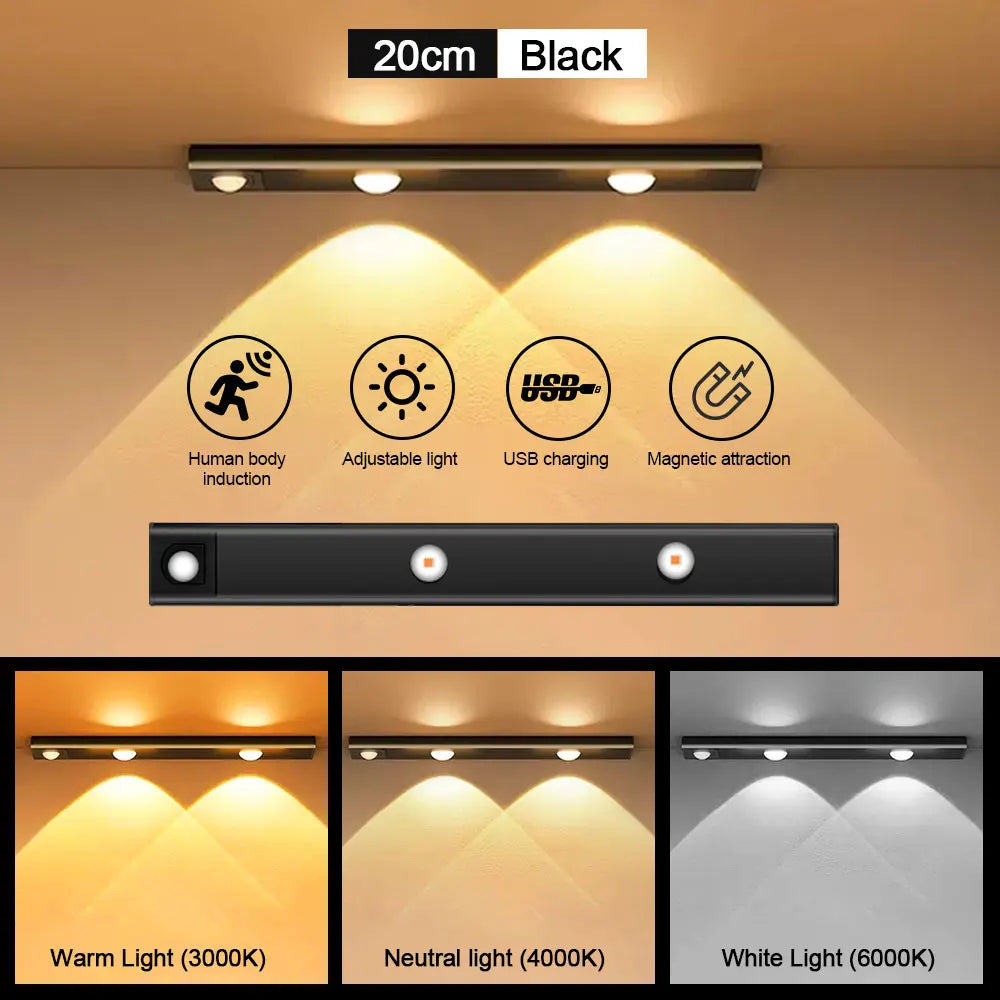 LED sensor light white warm and natural color modes

