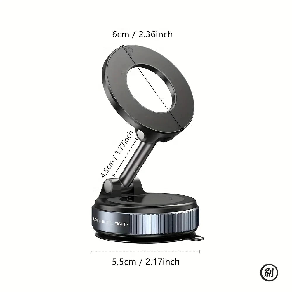 Foldable magnetic phone holder showing compact design when not in use
