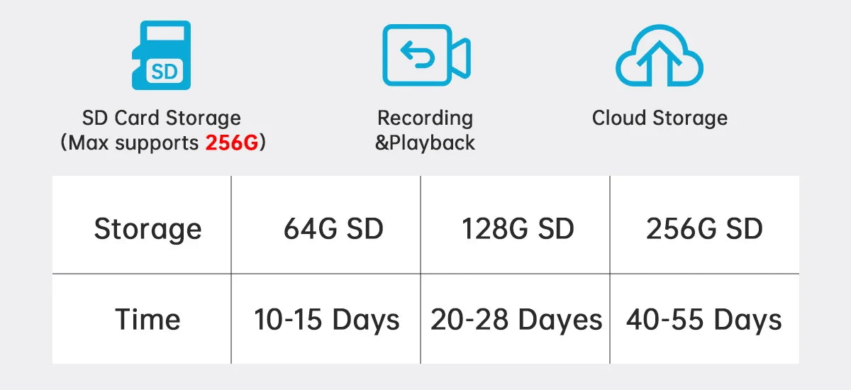 Cloud storage and SD card options for security camera footage backup

