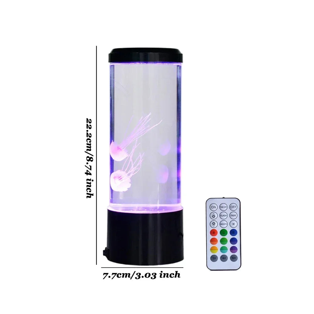 Jellyfish aquarium night light with purple color mode activated