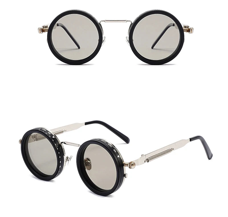 Retro punk-inspired adjustable dimming sunglasses with vintage aesthetic styling
