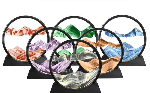 Lumisense 3D moving sand art picture with round glass frame
