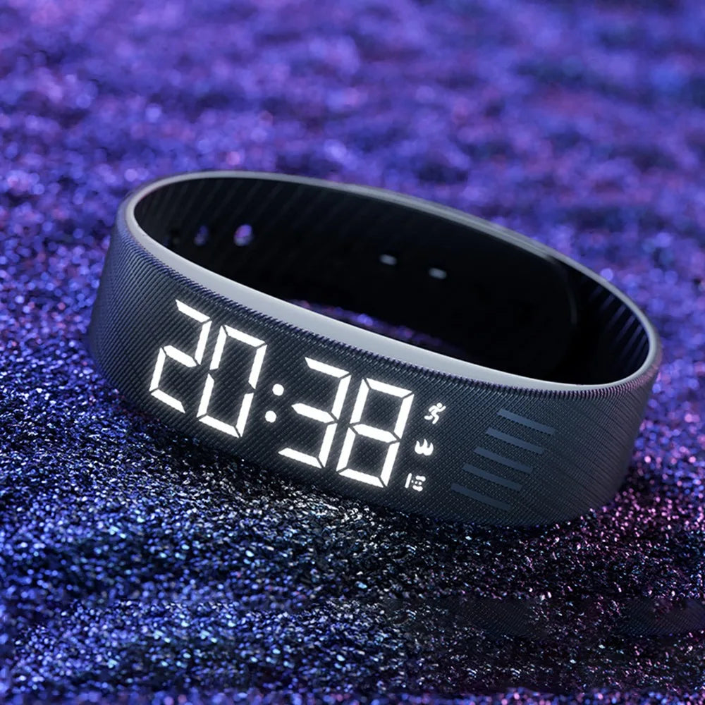 Vibrating Alarm Watch Bracelet - Silent Wake-Up with Pedometer & Sleep Tracker