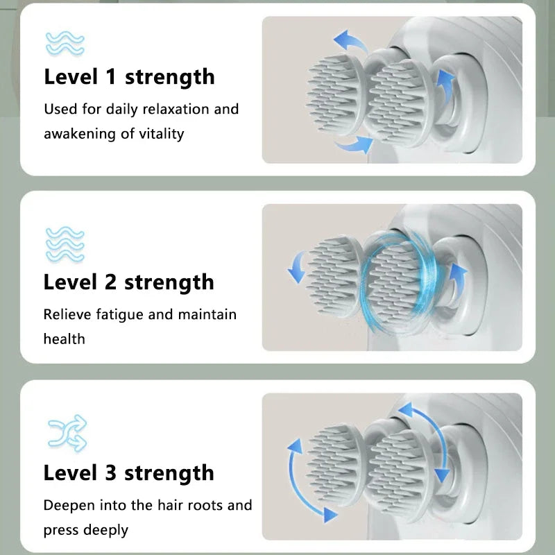 Electric massager showing 3 speed settings and control buttons