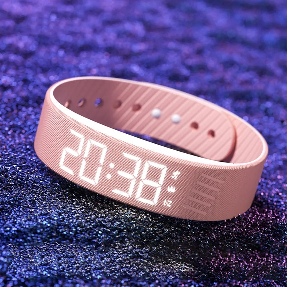 Vibrating Alarm Watch Bracelet - Silent Wake-Up with Pedometer & Sleep Tracker