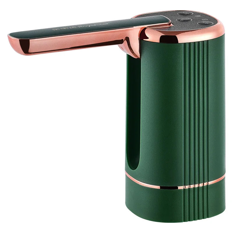 Side view of electric water dispenser pump showing compact design and ergonomic button placement"