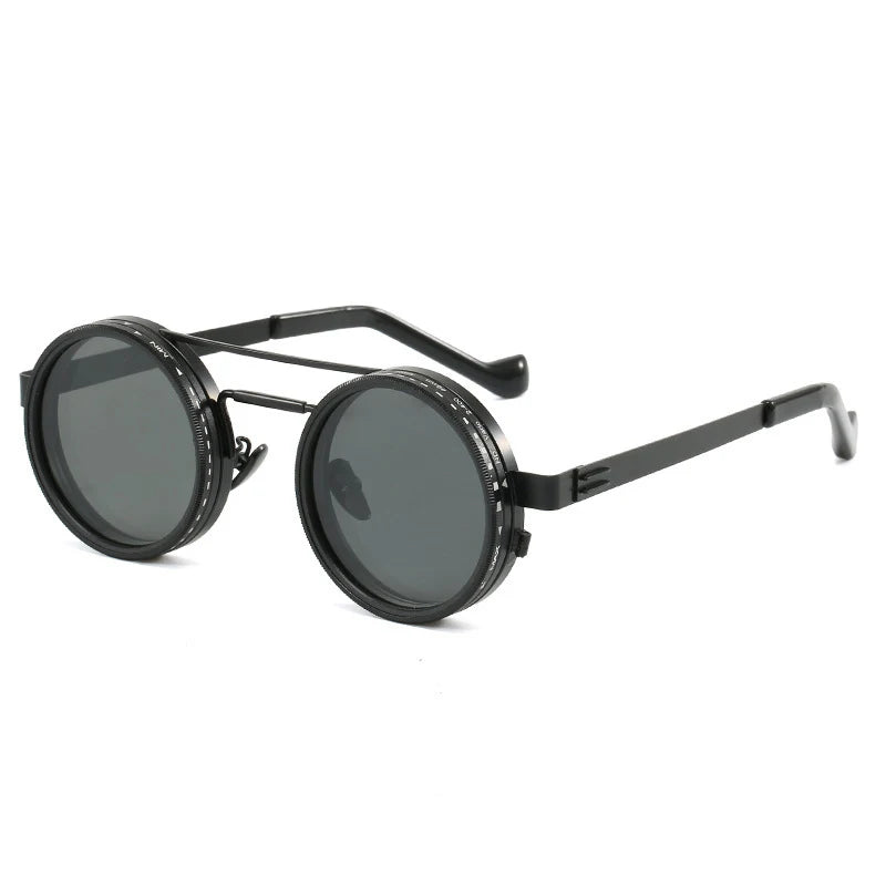 Adjustable dimming sunglasses size guide showing 48mm lens width and height
