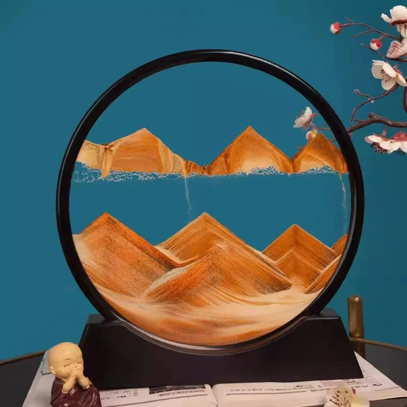 3D Moving Sand Art Picture - Round Glass Deep Sea Sandscape