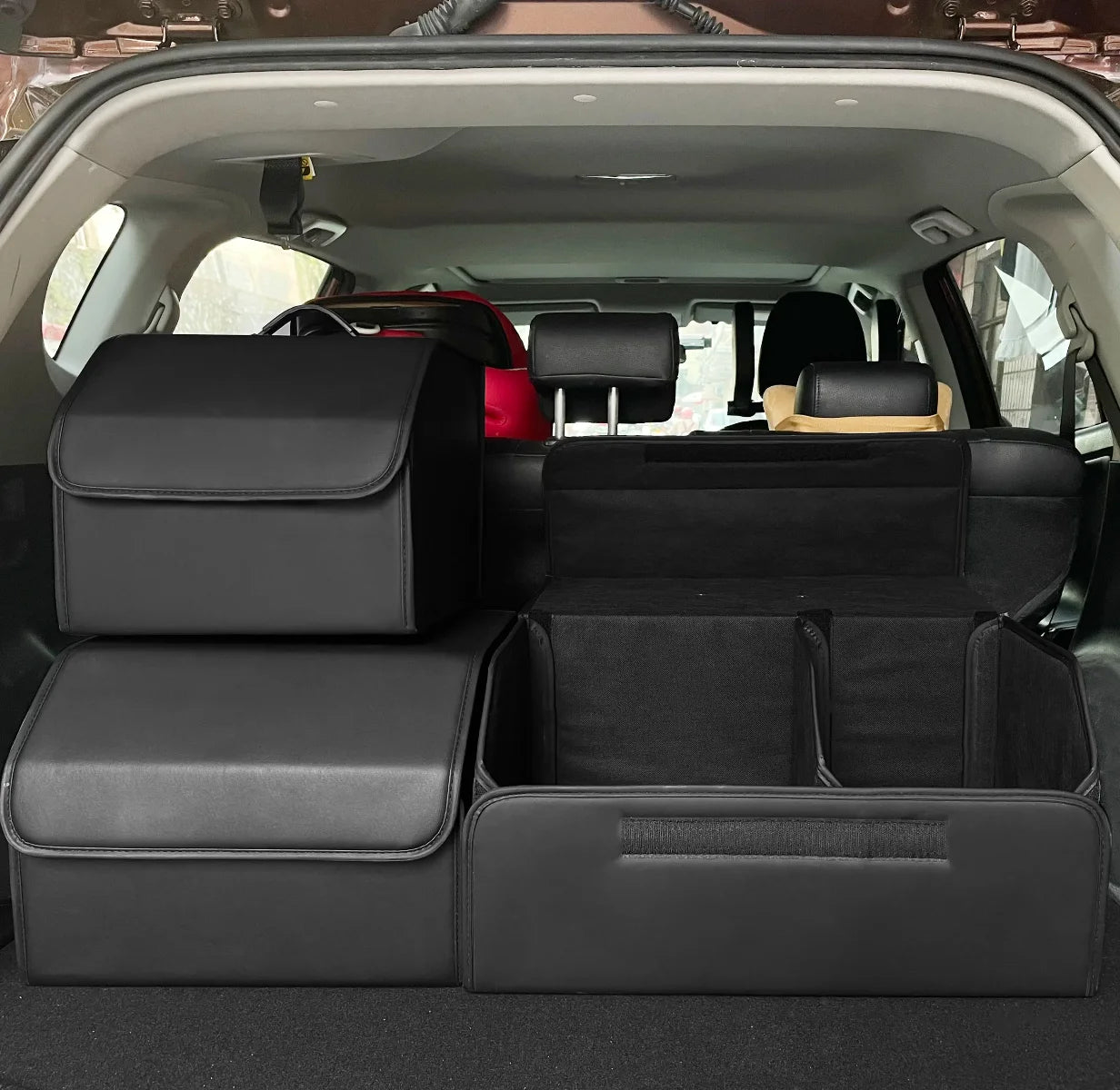 Car organizer showing three size options - small, medium, large