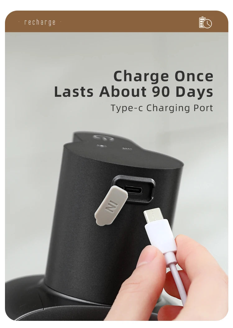 Touchless foam dispenser with rechargeable battery and modern design
