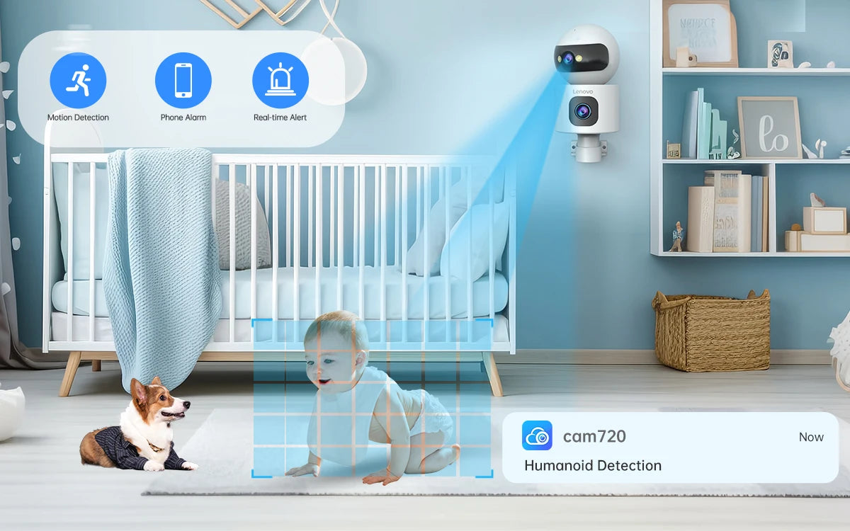 WiFi camera app interface showing dual screen monitoring on cam720 application
