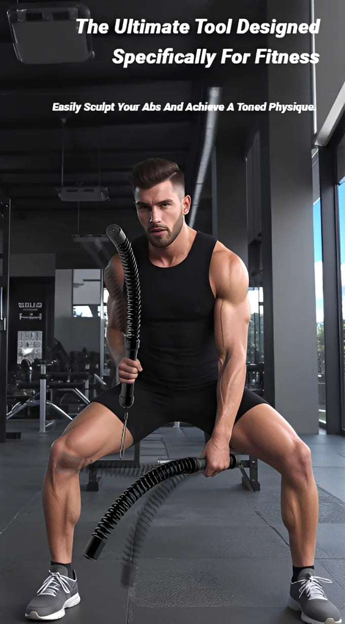 Cordless battle rope fitness tool for sculpting abs and achieving toned physique
